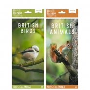 Slim Postal Calendar British Animals, 2 Asst, 30 x 14cm