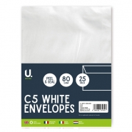 C5 White Envelopes, 25pk