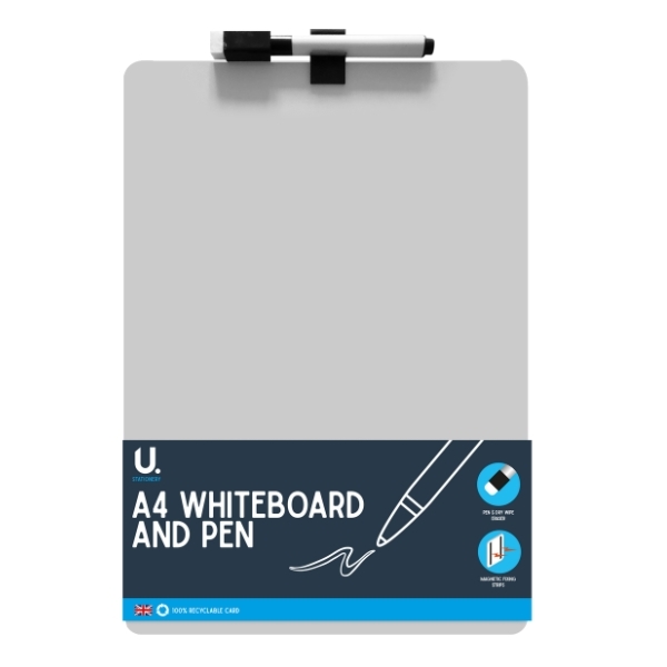 A4 Dry Wipe Magnetic Mini Office Whiteboard Notice Memo White Board Pen & Eraser 
