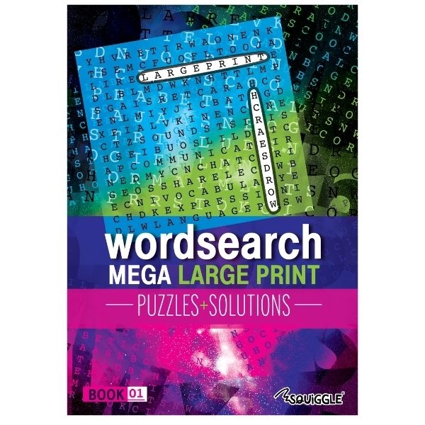 Books 1-4 CHILDREN FUN A4 Martello Squiggle Mega Large Print Word Search 