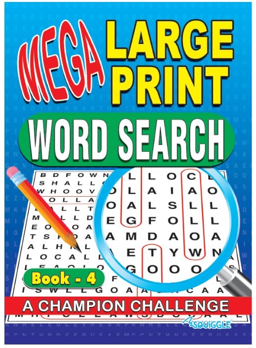 A4 Martello Squiggle Mega Large Print Word Search Books 1-4 CHILDREN FUN 