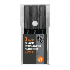 3pk Black Permanent Markers 3pk Black Permanent Markers