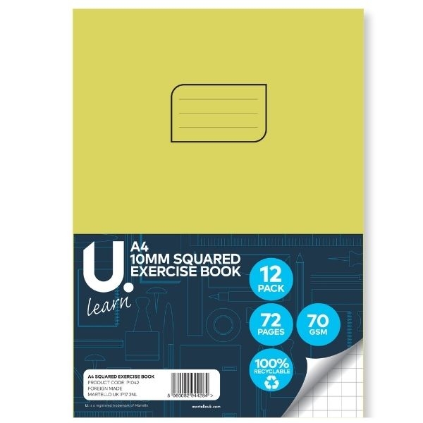 A4 Squared Exercise Book, 10mm Squares
