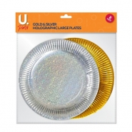 Holographic Large Plates Gold & Silver, 8pk