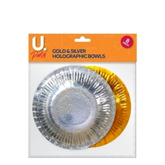 Holographic Bowl Gold & Silver 8pk Holographic Bowl Gold & Silver 8pk