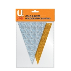 Holographic Bunting Gold & Silver, 2 sided Holographic Bunting Gold & Silver, 2 sided