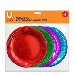 Holographic Large Plates Colourful, 8pk Holographic Large Plates Colourful, 8pk
