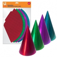 Holographic Party Hats Colourful, 8pk