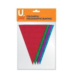Holographic Bunting Colourful, 8pk, 2 sided Holographic Bunting Colourful, 8pk, 2 sided