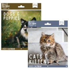 Square Calendar Cats & Dogs, 2 Asst, 28.5 x 28.5cm