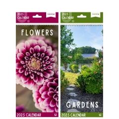 Slim Postal Calendar Flowers & Gardens, 2 Asst, 30 x 14cm