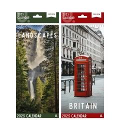 Slim Postal Calendar Britain & Landscapes, 2 Asst, 30 x 14cm