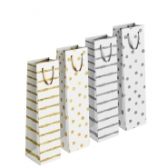 Gold & Silver Patterned Giftbag Bottle, 12x36x10cm