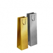 Embossed Metallic Giftbag Gold & Silver Bottle, 12x36x10cm