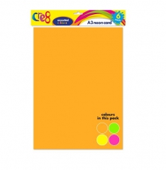 A3 Neon Coloured Card, 6 sheets