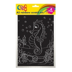 A5 Rainbow Scratch Art, 4pk Assorted Designs A5 Rainbow Scratch Art, 4pk Assorted Designs