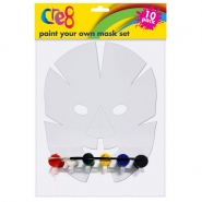Paint Your Own Mask Set, 10pk with paintbrush and paints