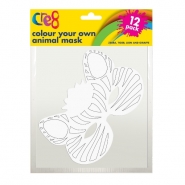 Colour-Your-Own Animal Mask, 12pk