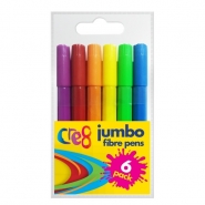 Jumbo Fibre Pens, 6pk