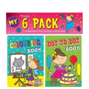Mini Colouring & Activity Books, 6pk, Girls