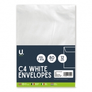 C4 White Envelopes, 12pk