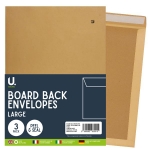 Board Back Envelopes Large, 229x324mm, 3pk Board Back Envelopes Large, 229x324mm, 3pk
