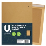 Board Back Envelopes Large, 229x324mm, 3pk