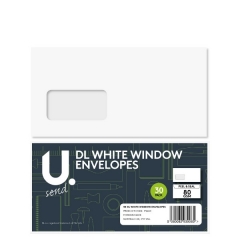 DL White Window Envelopes 30pk