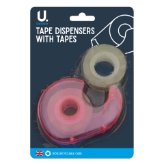 Tape Dispenser and Tape, Pink & Blue Asst
