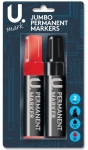 Jumbo Permanent Markers, 2pk Black & Red Jumbo Permanent Markers, 2pk Black & Red