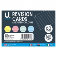 Revision Cards, Assorted Colours, 60pk Revision Cards, Assorted Colours, 60pk