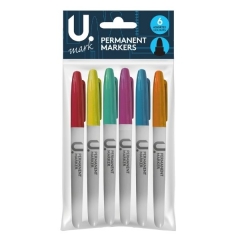 Permanent Markers, 6pk Assorted