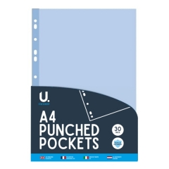 A4 Punched Pockets, 30pk A4 Punched Pockets, 30pk