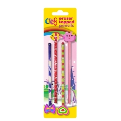 Girls Eraser Topped Pencils 4pk Girls Eraser Topped Pencils 4pk
