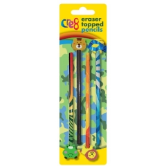 Boys Eraser Topped Pencils, 4pk