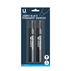 Jumbo Permanent Markers, 2pk Black Jumbo Permanent Markers, 2pk Black