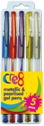 Metallic & Pearlised Gel Pens, 5 Colours