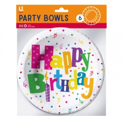 Happy Birthday Bowls, 6pk Happy Birthday Bowls, 6pk