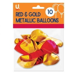 Red & Gold Metallic Balloons 10pk Red & Gold Metallic Balloons 10pk