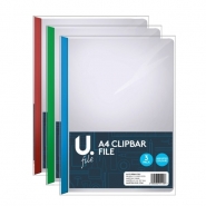 A4 Clipbar File, 3pk