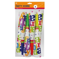 Happy Birthday Party Horns, 6pk Happy Birthday Party Horns, 6pk