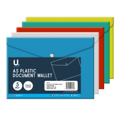 A5 Plastic Document Wallet 5pk