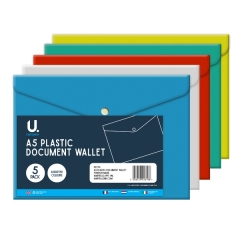 A5 Plastic Document Wallet 5pk A5 Plastic Document Wallet 5pk