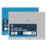 A4 Carry File with Punched Spine, 2pk