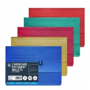Cardboard Document Wallet, 5pk 350 x 244mm