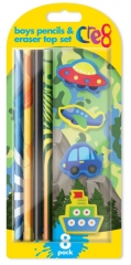 Boys Pencil & Eraser Set, 8pk Boys Pencil & Eraser Set, 8pk