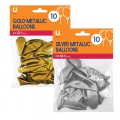 Gold & Silver Metallic Balloon , 10pk Gold & Silver Metallic Balloon , 10pk