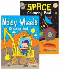 Space & Noisy Wheels Colouring Book