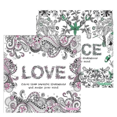 Peace & Love Advanced Colouring Book 3 & 4, 21x21cm Peace & Love Advanced Colouring Book 3 & 4, 21x21cm