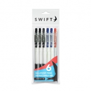 Retractable Ballpoint Pens 6pk Assorted in pouch Retractable Ballpoint Pens 6pk Assorted in pouch